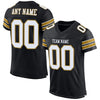 Maxcorners Custom Black White-Old Gold Mesh Authentic Football Jersey LM2605