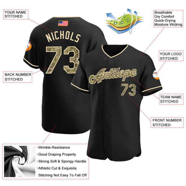 Maxcorners Custom Black Red-Gray Premium American Flag Fashion Baseball Jersey LM0210
