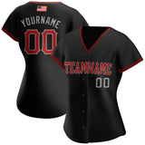 Maxcorners Custom Black Red-White Premium American Flag Fashion Baseball Jersey LM0210