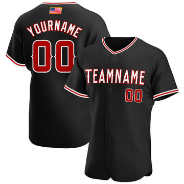 Maxcorners Custom Red Black-White Premium American Flag Fashion Baseball Jersey LM0210
