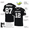 Maxcorners Custom Black White-Gray Mesh Authentic Throwback Football Jersey LM2605
