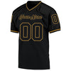Maxcorners Custom Black Black-Old Gold Mesh Authentic Throwback Football Jersey LM2605