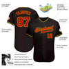 Maxcorners Custom Black Red Pinstripe Red-Gold Authentic Baseball Jersey LM2605