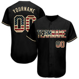 Maxcorners Custom Black USA Flag-Red Premium Baseball Jersey LM0210