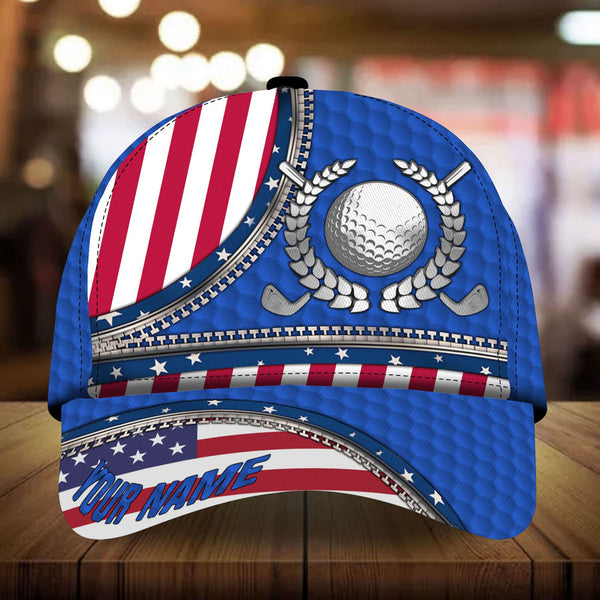 Maxcorners Golf Premium Metal Ball Art Personalized Name All Over Printed Cap