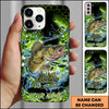 Maxcorners Fishing Neon Green Honeycomb Water Splash Personalized Name Phone Case (10 Fish Species)
