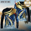 Maxcorners Fishing Luxury Gold Wave Water Splash Design Personalized Name, Team Name Long Sleeve Shirt (9 Breeds)