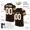 Maxcorners Custom Brown White-Gold Mesh Authentic Football Jersey LM2605