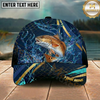 Maxcorners Fishing Luxury Gold Stripe Water Splash Design Personalized Name Classic 3D Cap (9 Breeds)