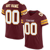 Maxcorners Custom Burgundy White-Gold Mesh Authentic Football Jersey LM2605