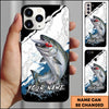 Maxcorners Fishing Topwater Lure Splash Art Black White Personalized Name Phone Case (10 Fish Species)