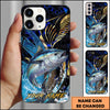 Maxcorners Fishing Blue Honeycomb Splash Art Personalized Name Phone Case (10 Fish Species)