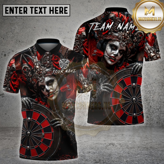 Maxcorners Darts Shirt Gothic Queen Mask Roulette Dark Art Multicolor Options Personalized Name, Team Name 3D Shirt (4 Colors)