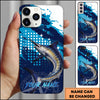 Maxcorners Fishing Blue Ocean Compass Star Pop Art Personalized Name Phone Case (10 Fish Species)