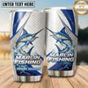 Maxcorners Fishing Tumbler White Blue Hexagon Stripe Design Personalized Name Tumbler (13 Species)