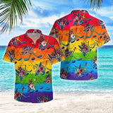 Maxcorners LGBT Proud Hockey Flowers Hawaiian Shirt