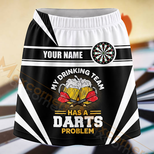 Maxcorners Darts Funny Beer Team Quote Dartboard Personalized 3D Skort, Skirts With Shorts