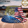 Maxcorners Fishing Patriotic American Flag Fishing with Bold Splash Personalized Name 3D Bucket Hat (13 Fish Species)