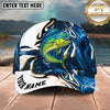 Maxcorners Fishing Blue Tribal Swirl Personalized Name 3D Shirt (13 Fish Species)