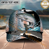 Maxcorners Fishing Green Scale Angler Splash Personalized Name 3D Cap (12 Fish Species)