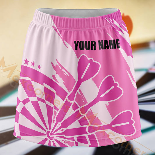 Maxcorners Darts Pink Dart Fan Graphic Personalized 3D Skort, Skirts With Shorts