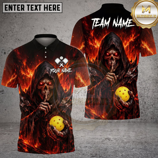Maxcorners Pickleball Polo Flaming Phoenix Fantasy Multiple Options Personalized Name, Team Name 3D Shirt
