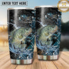 Maxcorners Fishing Tumbler Black Aqua Cracked Ice Design Personalized Name Tumbler (13 Species)