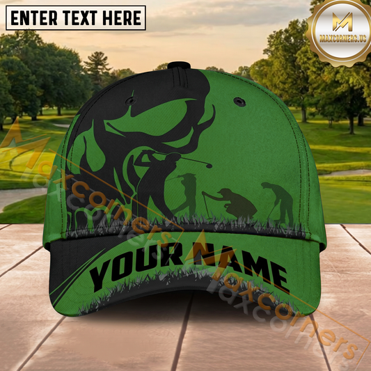 Maxcorners Golf Green Golfer Shadow Personalized Cap
