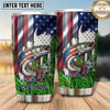 Maxcorners Fishing Tumbler Patriotic Flag Grass Design Personalized Name Tumbler (13 Species)