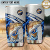Maxcorners Fishing Tumbler Silver Blue Honeycomb Badge Design Personalized Name Tumbler (13 Species)