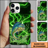 Maxcorners Fishing Electric Green Water Splash Personalized Name Phone Case (12 Fish Species)