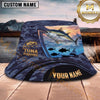 Maxcorners Fishing Navy Camouflage Sunset Boat Scene Personalized 3D Bucket Hat (13 Fish Species)