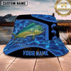 Maxcorners Fishing Green Flame Fishing with Bold Graphic Personalized Name 3D Bucket Hat (13 Fish Species)