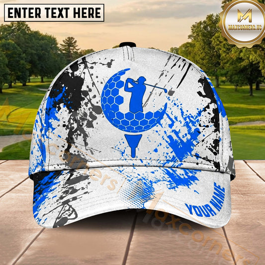 Maxcorners Golf Hexagon Splash Golfer Ball Graphic Personalized Name 3D Classic Cap