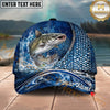 Maxcorners Fishing Ocean Scale Dynamic Splash Personalized Name 3D Cap (12 Fish Species)
