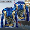 Maxcorners Fishing Blue Gold Tournament Multicolor Options Personalized Name, Team Name 3D Long Sleeve Shirt ( 12 Fish Species)