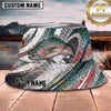 Maxcorners Fishing Metallic Green Fish Scale Abstract Sport Personalized 3D Bucket Hat (13 Fish Species)