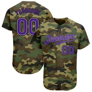Maxcorners Custom Camo Purple-Black Authentic Salute To Service Baseball Jersey LM2605