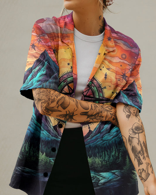 Maxcorners Not All Who Wander Are Lost Compass Forest Hawaiian Shirt LM2101