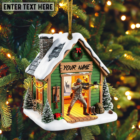 Maxcorners Personalized Hunting Cabin Christmas Ornament, Custom Holiday Keepsake, Unique Gift for Hunters and Outdoorsmen