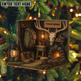 Maxcorners Custom Name Hunter Corner Ornament, Personalized Deer Hunting Christmas Gift