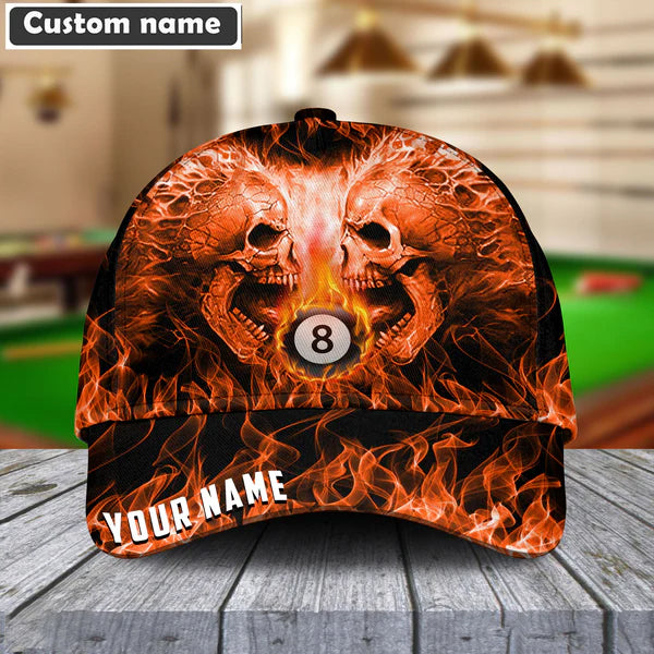 Maxcorners Billiards Skull 8 Ball Personalized Name Cap