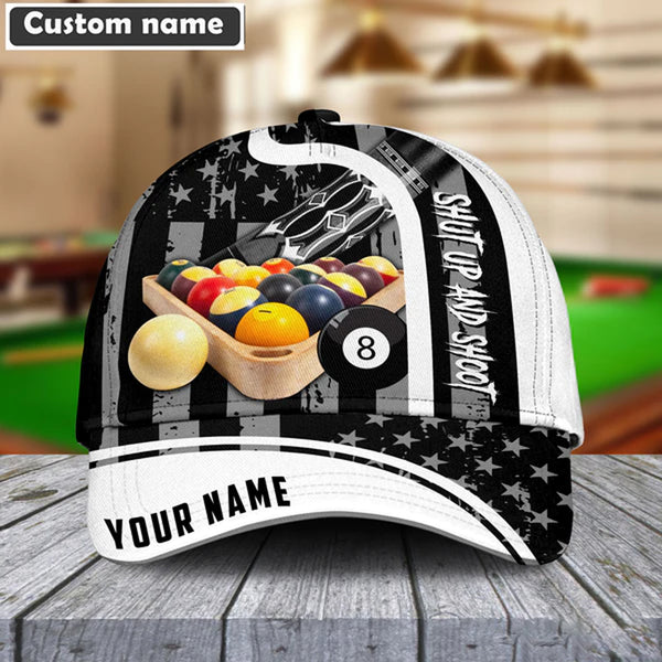 Maxcorners Billiard Flag Personalized Name Cap