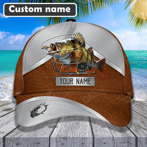 Maxcorners Fishing Silver Brown Custom Text Cap