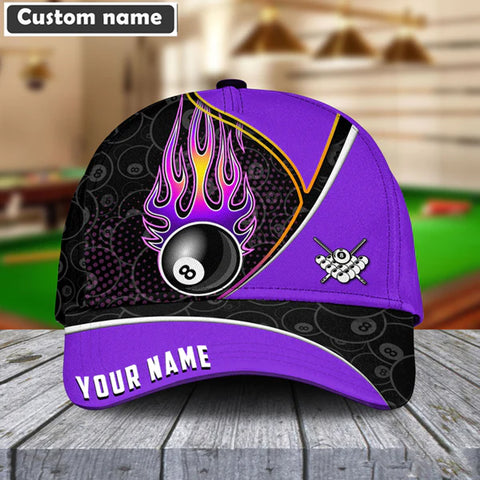 Maxcorners Purple and Black Strike Ball 8 Billiard Personalized Name Cap