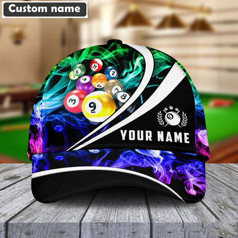 Maxcorners Billiard 9 Ball Multicolor Smoke Pattern Personalized Name Cap
