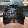 Maxcorners Fishing American Flag Night Lake Splash Customized Name 3D Cap