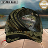 Maxcorners Fishing Black Olive Woodland Wave Customized Name 3D Cap