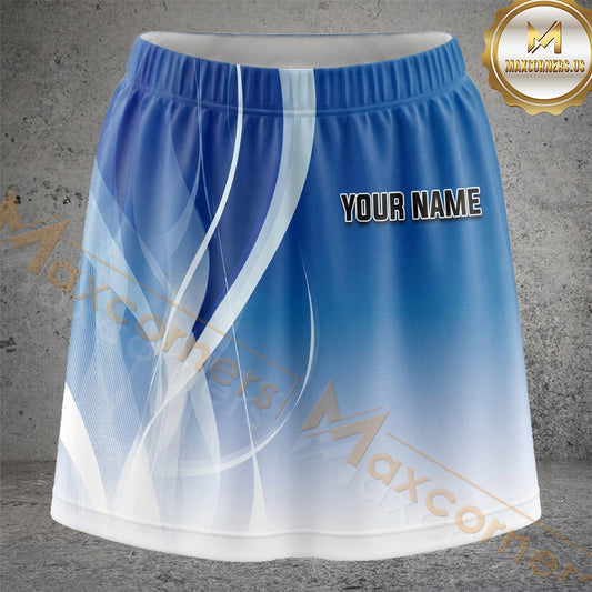 Maxcorners Pickleball Blue Gradient Awareness Ribbon Personalized 3D Skort, Skirts With Shorts