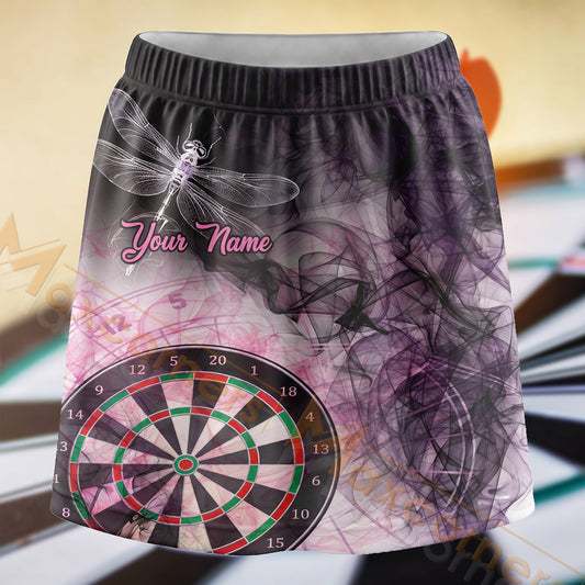 Maxcorners Darts Purple Smoke Rose Dartboard Personalized 3D Skort, Skirts With Shorts